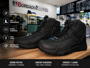 Bota Táctica Hi-Tec Invader Negra para Hombre con Soporte de Arco y Extra Comfort
